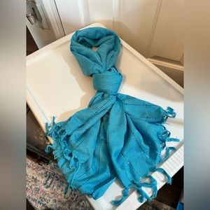 Echo Blue Lacy and Fringe Scarf NWOT